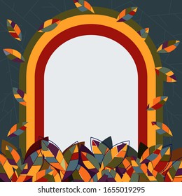 Colorful Spring leaves and frame. Cute vector illustration. Concept design for wallpaper, decorate, web banner, greeting card and etc.