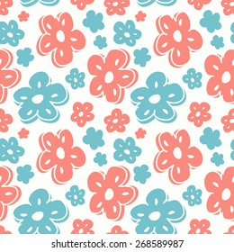 Colorful spring seamless pattern. Floral background. For your design, crafts, packages, textile, fabric, wrapping paper.