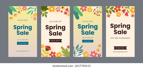 Colorful Spring Season for promotion sale. Trendy abstract template for social media post, stories, or advertisement