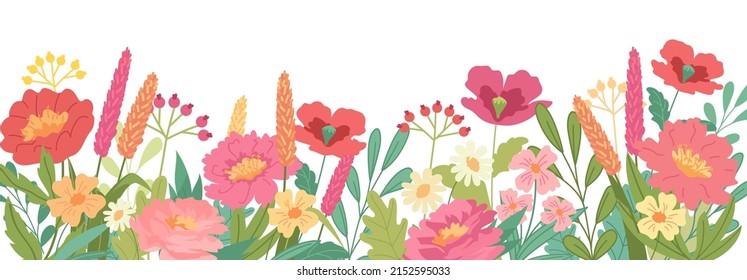 Colorful spring and summer flowers floral vector illustration 