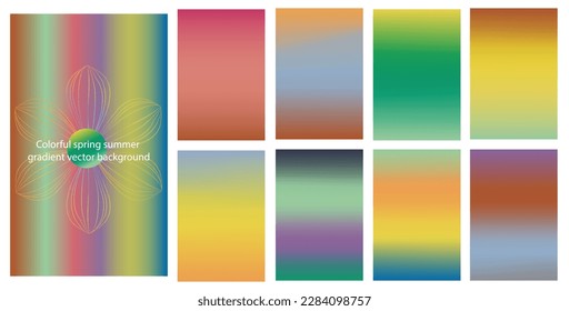 Colorful spring summer gradient vector background collection.Colorful fresh summer template, graphic display design for web,poster,banner, flyer and presentation,screen and moile app
