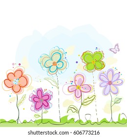 Colorful spring time flowers background