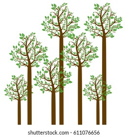 colorful spring tree set collection vector illustration