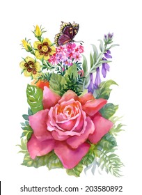 Colorful spring wildflowers illustration vector