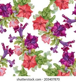 Colorful spring wildflowers seamless pattern on white background vector
