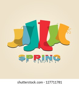 Colorful springtime rubber fashion boots