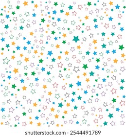 colorful sprinkle seamless pattern stars outline white background color confetti vector texture illustration for holiday birthday party, calibration