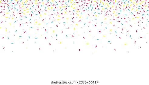 Colorful sprinkles banner background, colorful falling decorative sprinkles background