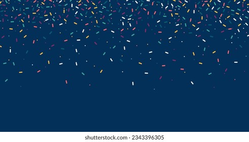 Colorful sprinkles banner background, colorful falling decorative sprinkles background