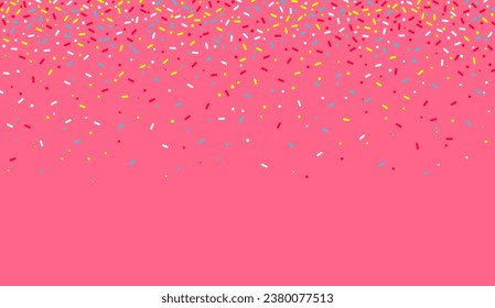 Colorful sprinkles banner background, colorful falling decorative sprinkles background