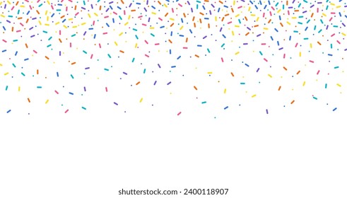 Colorful sprinkles banner background, colorful falling decorative sprinkles background