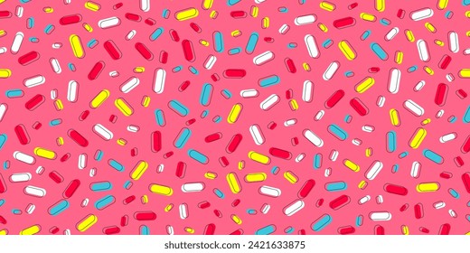 Colorful sprinkles banner background, colorful falling decorative sprinkles background