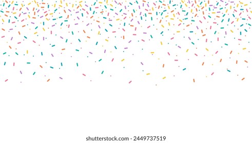 Colorful sprinkles banner background, colorful falling decorative sprinkles background