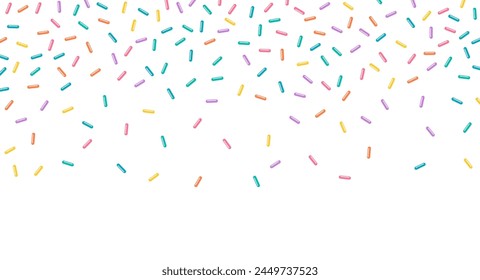 Colorful sprinkles banner background, colorful falling decorative sprinkles background