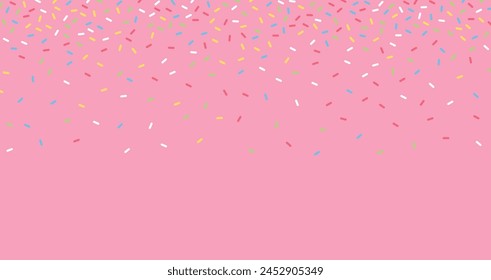 Colorful sprinkles banner background, colorful falling decorative sprinkles background