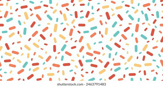 Colorful sprinkles banner background, colorful falling decorative sprinkles background