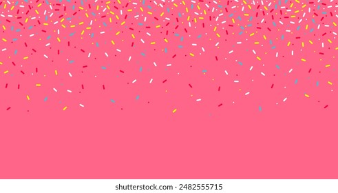 Colorful sprinkles banner background, colorful falling decorative sprinkles background