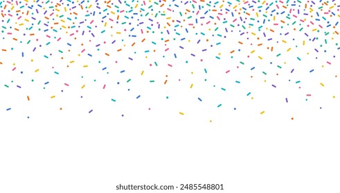 Colorful sprinkles banner background, colorful falling decorative sprinkles background