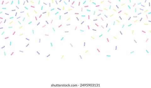 Colorful sprinkles banner background, colorful falling decorative sprinkles background