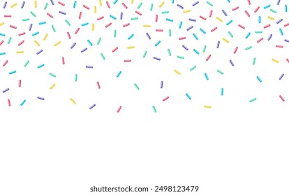 Colorful sprinkles banner background, colorful falling decorative sprinkles background