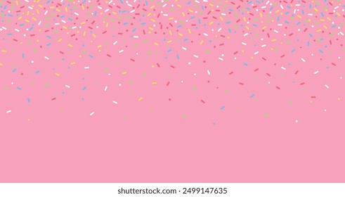 Colorful sprinkles banner background, colorful falling decorative sprinkles background