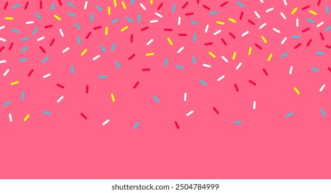 Colorful sprinkles banner background, colorful falling decorative sprinkles background