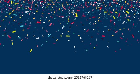 Colorful sprinkles banner background, colorful falling decorative sprinkles background