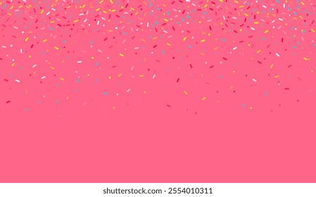 Colorful sprinkles banner background, colorful falling decorative sprinkles background