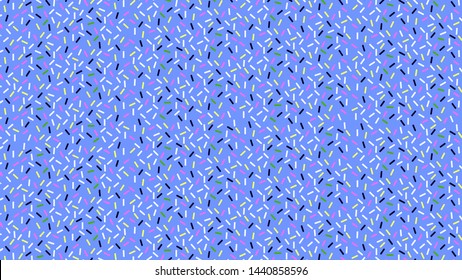 Colorful sprinkles candy pattern on blue background
