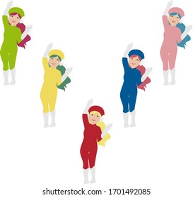 Colorful squadron heroes of woman
