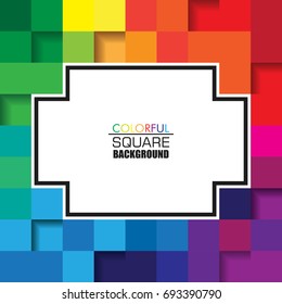 Colorful Square Abstract Background with Horizontal White Space for Text. Vector Design for Background
