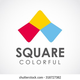 Colorful square abstract vector and logo design or template creative business icon of company identity symbol concept