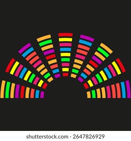 Colorful square arc. Curved pattern background. Bright geometric Vector. Dynamic block mosaic.