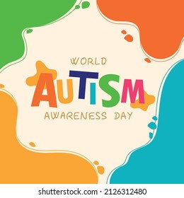 Colorful Square Autism World Day in Cartoon Animated Graphic Illustration Design