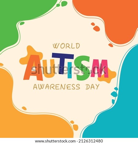 Colorful Square Autism World Day in Cartoon Animated Graphic Illustration Design