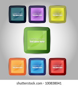 colorful square banners/badges