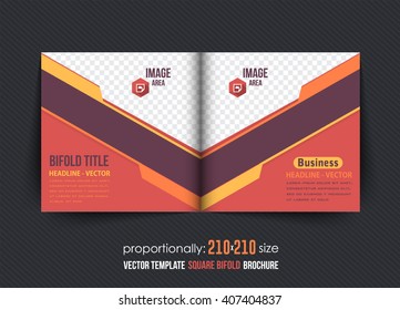 Colorful Square Bi-Fold Brochure Design. Corporate Leaflet, Cover Template