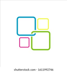 colorful square block chain link Logo template stylish vector design