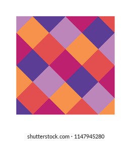 Colorful square block on diagonal background, bright geometric shapes