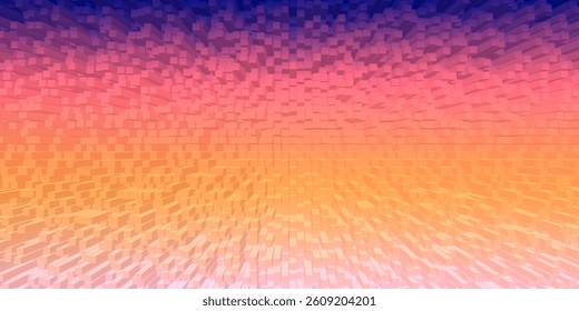 Colorful square blocks forming abstract geometric shapes, 3D rendered with depth, shadows, modern design, bold structural composition.