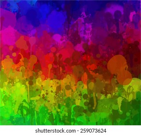 Colorful square brush strokes background. Vector version