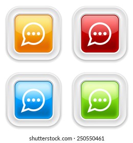 Colorful square buttons with chat icon on white background