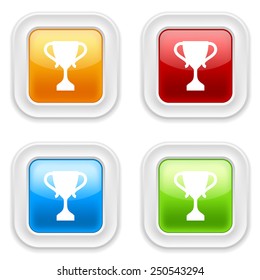 Colorful square buttons with cup icon on white background