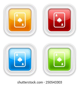 Colorful square buttons with peak ace icon on white background