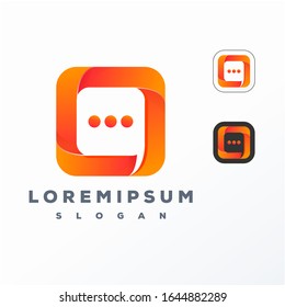 Colorful square chat logo design ready to use