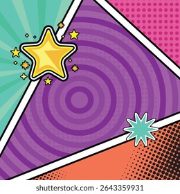 Quadrado colorido página de quadrinhos modelo de fundo design de arte pop