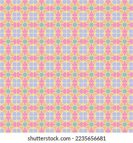 Colorful square and diagonal line pattern background. Linked diagonal line on square and octagon shape. Multicolor lattice pattern on blue background. Abstract maze backdrop.