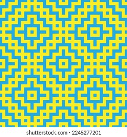 Colorful square and diagonal line pattern background. Linked diagonal line on square shape. Multicolor lattice pattern background. Abstract maze backdrop. Traditional knitting artwork.