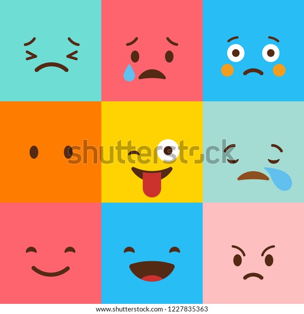 Colorful Square Emojis Set Vector Stock Vector (Royalty Free ...