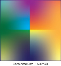 Colorful square with four sides, yellow, red, blue, green with gradients of opposite colors,vector
